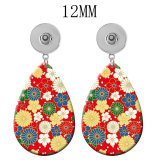 10 styles Pretty Flower  Acrylic Painted Water Drop earrings fit 12MM Snaps button jewelry wholesale