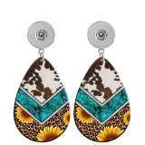 10 styles west cowboy  Flower Leopard Pattern  Acrylic Painted Water Drop earrings fit 20MM Snaps button jewelry wholesale