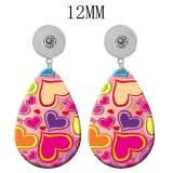 10 styles love pattern  Acrylic Painted Water Drop earrings fit 12MM Snaps button jewelry wholesale