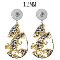 10 styles Leopard Pattern  Acrylic Painted Water Drop earrings fit 12MM Snaps button jewelry wholesale