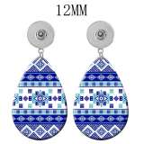 10 styles Evil Eyes pattern  Acrylic Painted Water Drop earrings fit 12MM Snaps button jewelry wholesale