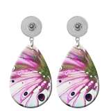 10 styles Pretty  pattern  Acrylic Painted Water Drop earrings fit 20MM Snaps button jewelry wholesale
