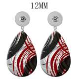 10 styles Pretty Geometric pattern  Acrylic Painted Water Drop earrings fit 12MM Snaps button jewelry wholesale