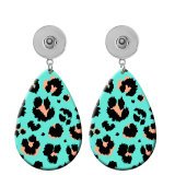 10 styles color Leopard Pattern  Acrylic Painted Water Drop earrings fit 20MM Snaps button jewelry wholesale
