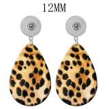10 styles Cow leopard print pattern  Acrylic Painted Water Drop earrings fit 12MM Snaps button jewelry wholesale