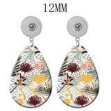 10 styles Colored leaves pattern  Acrylic Painted Water Drop earrings fit 12MM Snaps button jewelry wholesale