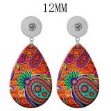 10 styles Butterfly tree of life peacock  Acrylic Painted Water Drop earrings fit 12MM Snaps button jewelry wholesale