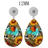 10 styles Butterfly sunflower Flower  Acrylic Painted Water Drop earrings fit 12MM Snaps button jewelry wholesale
