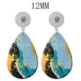 10 styles Colorful Pretty pattern  Acrylic Painted Water Drop earrings fit 12MM Snaps button jewelry wholesale
