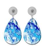 10 styles Blue pattern  Acrylic Painted Water Drop earrings fit 20MM Snaps button jewelry wholesale