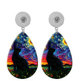 10 styles Cat pattern  Acrylic Painted Water Drop earrings fit 20MM Snaps button jewelry wholesale
