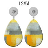 10 styles Geometric pattern  Acrylic Painted Water Drop earrings fit 12MM Snaps button jewelry wholesale