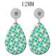 10 styles Blue Flower pattern  Acrylic Painted Water Drop earrings fit 12MM Snaps button jewelry wholesale