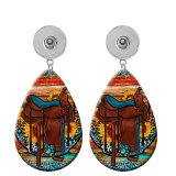 10 styles Cross cactus Turquoise pattern  Acrylic Painted Water Drop earrings fit 20MM Snaps button jewelry wholesale