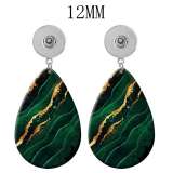 10 styles  Green pattern  Acrylic Painted Water Drop earrings fit 12MM Snaps button jewelry wholesale