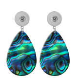 10 styles Beach Shell Conch  abalone pattern Acrylic Painted Water Drop earrings fit 20MM Snaps button jewelry wholesale