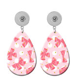 10 styles Pink love  pattern  Acrylic Painted Water Drop earrings fit 20MM Snaps button jewelry wholesale