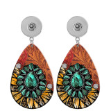 10 styles color  Flower  Acrylic Painted Water Drop earrings fit 20MM Snaps button jewelry wholesale