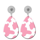 10 styles Cow stria skull Leopard Pattern  Acrylic Painted Water Drop earrings fit 20MM Snaps button jewelry wholesale