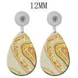 10 styles color Marble pattern  Acrylic Painted Water Drop earrings fit 12MM Snaps button jewelry wholesale