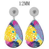 10 styles Colored leaves pattern  Acrylic Painted Water Drop earrings fit 12MM Snaps button jewelry wholesale