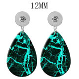 10 styles pattern  Acrylic Painted Water Drop earrings fit 12MM Snaps button jewelry wholesale