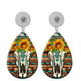 10 styles Cross cactus Turquoise pattern  Acrylic Painted Water Drop earrings fit 20MM Snaps button jewelry wholesale