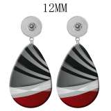 10 styles Pretty Geometric pattern  Acrylic Painted Water Drop earrings fit 12MM Snaps button jewelry wholesale