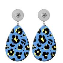 10 styles color Leopard Pattern  Acrylic Painted Water Drop earrings fit 20MM Snaps button jewelry wholesale