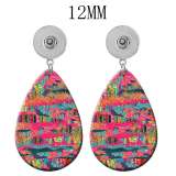 10 styles Colorful  pattern Acrylic Painted Water Drop earrings fit 12MM Snaps button jewelry wholesale