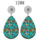 10 styles Leopard Pattern  Acrylic Painted Water Drop earrings fit 12MM Snaps button jewelry wholesale