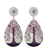 10 styles tree of life  Acrylic Painted Water Drop earrings fit 20MM Snaps button jewelry wholesale