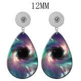 10 styles Pretty starry sky  pattern  Acrylic Painted Water Drop earrings fit 12MM Snaps button jewelry wholesale