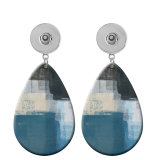 10 styles Pretty patterns  Acrylic Painted Water Drop earrings fit 20MM Snaps button jewelry wholesale