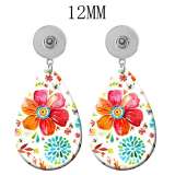 10 styles Pretty Flower  Acrylic Painted Water Drop earrings fit 12MM Snaps button jewelry wholesale