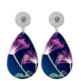10 styles Flower eye color pattern  Acrylic Painted Water Drop earrings fit 20MM Snaps button jewelry wholesale