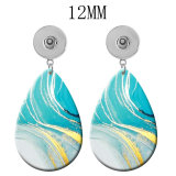 10 styles color  Marble pattern Acrylic Painted Water Drop earrings fit 12MM Snaps button jewelry wholesale