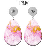 10 styles Pink pattern  Acrylic Painted Water Drop earrings fit 12MM Snaps button jewelry wholesale