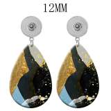 10 styles Colorful Pretty pattern  Acrylic Painted Water Drop earrings fit 12MM Snaps button jewelry wholesale