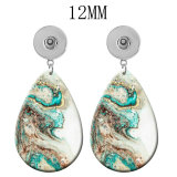 10 styles color  Marble pattern Acrylic Painted Water Drop earrings fit 12MM Snaps button jewelry wholesale