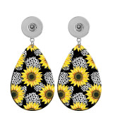 10 styles Pretty sunflower pattern  Acrylic Painted Water Drop earrings fit 20MM Snaps button jewelry wholesale