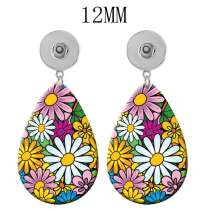 10 styles Pretty Flower  Acrylic Painted Water Drop earrings fit 12MM Snaps button jewelry wholesale