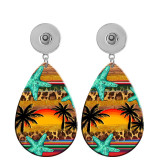 10 styles west cowboy Leopard Pattern  Acrylic Painted Water Drop earrings fit 20MM Snaps button jewelry wholesale