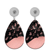 10 styles Flower  Leopard Pattern  Acrylic Painted Water Drop earrings fit 20MM Snaps button jewelry wholesale