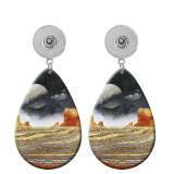 10 styles pattern  Acrylic Painted Water Drop earrings fit 20MM Snaps button jewelry wholesale