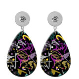 10 styles color  pattern  Acrylic Painted Water Drop earrings fit 20MM Snaps button jewelry wholesale