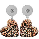 10 styles love Leopard Pattern resin Painted Heart earrings fit 20MM Snaps button jewelry wholesale