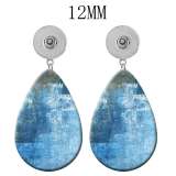 10 styles  pattern  Acrylic Painted Water Drop earrings fit 12MM Snaps button jewelry wholesale