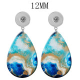 10 styles Pretty pattern Acrylic Painted Water Drop earrings fit 12MM Snaps button jewelry wholesale
