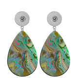 10 styles Pretty Marble pattern  Acrylic Painted Water Drop earrings fit 20MM Snaps button jewelry wholesale